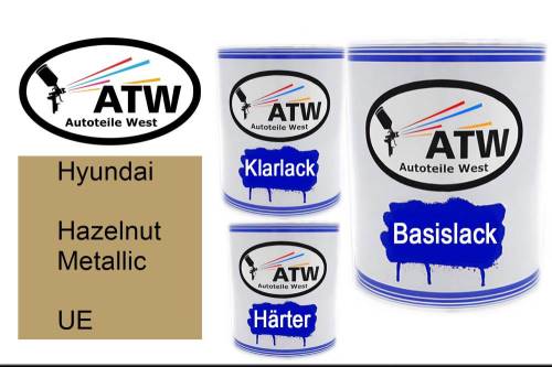 Hyundai, Hazelnut Metallic, UE: 1L Lackdose + 1L Klarlack + 500ml Härter - Set, von ATW Autoteile West.